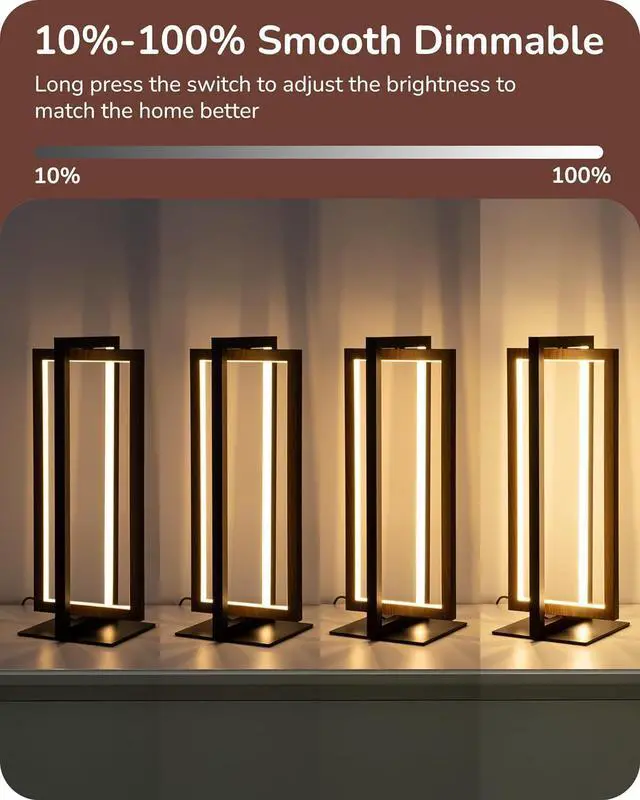 Alt view image 4 of 7 - EDISHINE Modern LED Table Lamp, Stepless Dimmable Minimalist Bedside Lamp, MAX 750LM, 3 Color Temperature, Switch Control Nightstand Lamp for Living Room Bedroom, Angle Adjustable