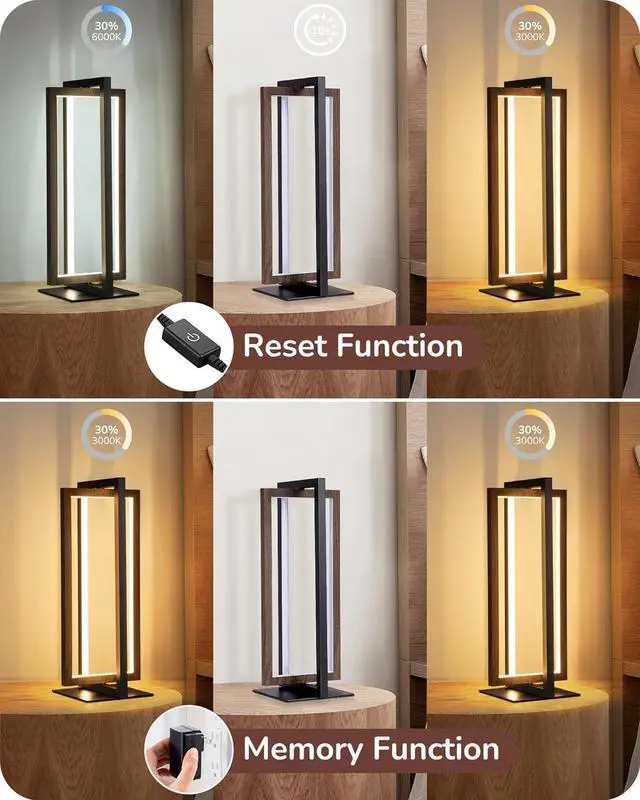 Alt view image 5 of 7 - EDISHINE Modern LED Table Lamp, Stepless Dimmable Minimalist Bedside Lamp, MAX 750LM, 3 Color Temperature, Switch Control Nightstand Lamp for Living Room Bedroom, Angle Adjustable