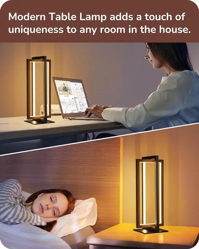 Alt view image 6 of 7 - EDISHINE Modern LED Table Lamp, Stepless Dimmable Minimalist Bedside Lamp, MAX 750LM, 3 Color Temperature, Switch Control Nightstand Lamp for Living Room Bedroom, Angle Adjustable