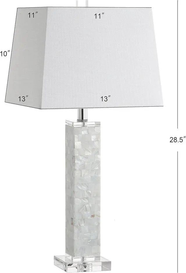 Alt view image 3 of 7 - JONATHAN Y JYL1053A-SET2 Set of 2 Table Lamps Noelle 28.5" Seashell LED Table Lamp Coastal Contemporary Bedside Desk Nightstand Lamp for Bedroom Living Room Office College Bookcase, White