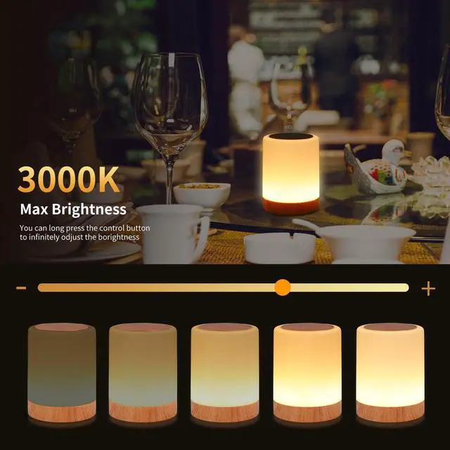 Alt view image 4 of 7 - OORUN Touch Bedside Table Lamp,13 RGB Colors & 5 Brightness, USB Rechargeable Desk Lamp, Remote Control Dimmable Light with RGB Color Changing,Portable Lamp for Baby (2 Pack Brown)