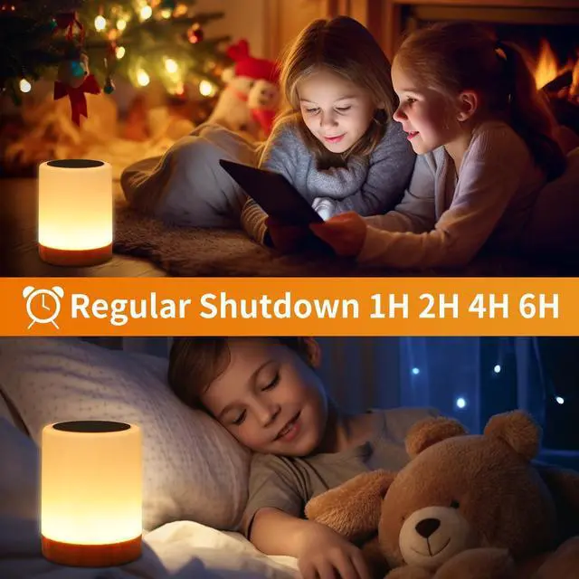 Alt view image 6 of 7 - OORUN Touch Bedside Table Lamp,13 RGB Colors & 5 Brightness, USB Rechargeable Desk Lamp, Remote Control Dimmable Light with RGB Color Changing,Portable Lamp for Baby (2 Pack Brown)
