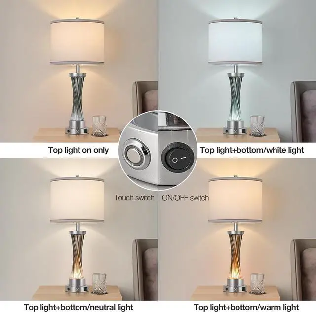 Alt view image 3 of 6 - 3-Way Dimmable Table Lamp Set of 2,Touch Cowith USB A+C Po