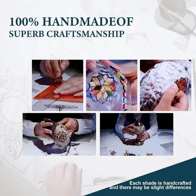 Alt view image 6 of 6 - Marrakech Turkish Lamp 3 Globes Moroccan Table Lamp with Bronze Base, 23" Tall Handmade Colorful Tiffany Mosaic Glass Night Light Fixture Including LED Bulb for Living Room Bedroom Decor