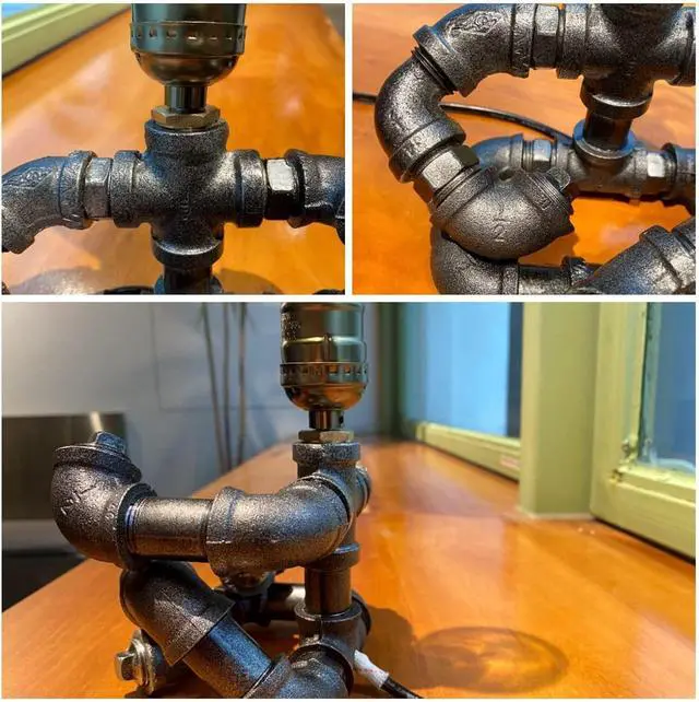 Alt view image 4 of 7 - Steampunk Industrial Guitar Lamp - Unique Table Lamp/Desk Lamp with Edison Bulb, Vintage Decorative Lamp for Men, Guitar Lovers & Musicians, Creative Unusual Music-Themed Gift