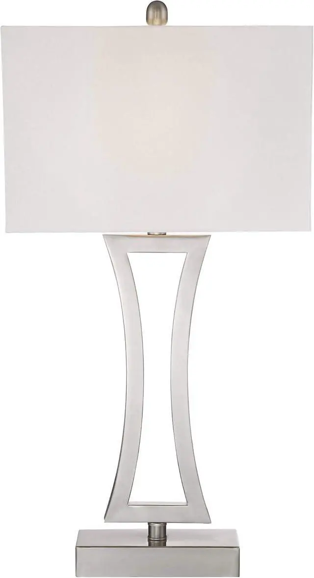 Alt view image 6 of 7 - 360 Lighting Roxie Modern Table Lamps 31" Tall Set of 2 Brushed Nickel Silver Metal Off White Fabric Rectangular Shade for Bedroom Living Room House Bedside Nightstand Home Office Entryway