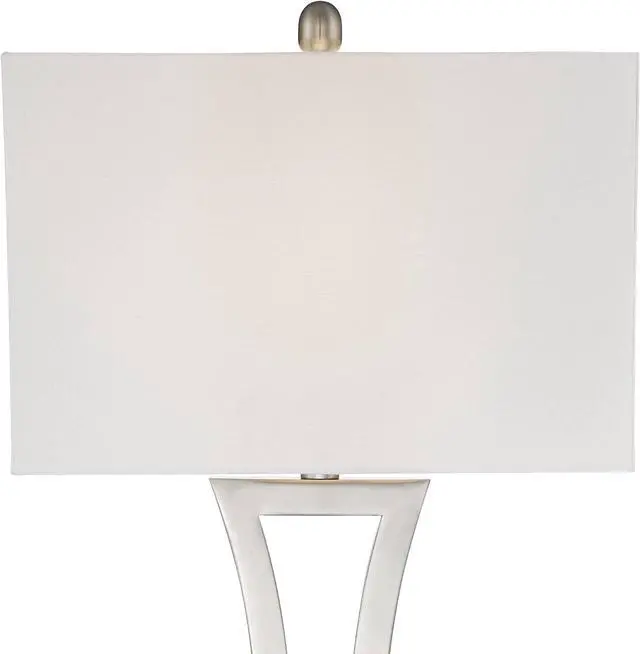 Alt view image 7 of 7 - 360 Lighting Roxie Modern Table Lamps 31" Tall Set of 2 Brushed Nickel Silver Metal Off White Fabric Rectangular Shade for Bedroom Living Room House Bedside Nightstand Home Office Entryway