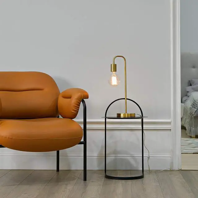 Alt view image 4 of 7 - GLOBE Electric 67433 Holden 18" Table Lamp, Matte Brass, Modern, Night Stand, Bedroom Décor, Living Room, Bedside Light