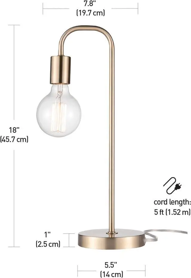 Alt view image 7 of 7 - GLOBE Electric 67433 Holden 18" Table Lamp, Matte Brass, Modern, Night Stand, Bedroom Décor, Living Room, Bedside Light