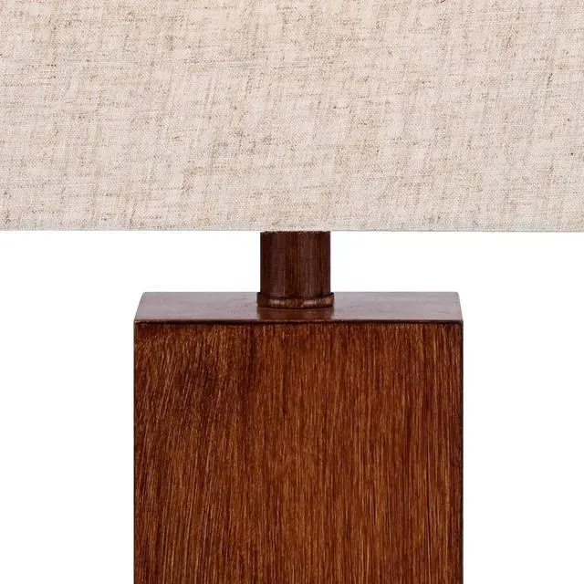 Alt view image 3 of 6 - 360 Lighting Darryl Modern Accent Table Lamps 23" Tall Set of 2 Faux Wood Rectangular Block Brown Tan Fabric Shade for Bedroom Living Room House Home Bedside Nightstand Office Entryway Kids