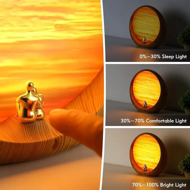 Alt view image 5 of 7 - mamre Golden Sunset Lamp Home Decorations Table Lamp Gifts for Wedding Anniversary Valentine's Day Mother's Day Birthday(Golden Sunset)