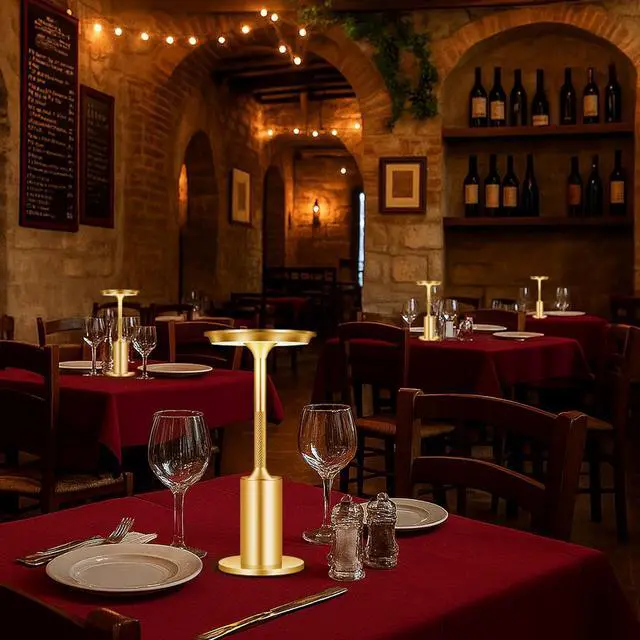 Alt view image 4 of 7 - Rechargeable Cordless Table Lamps Set of 2, 6000mAh Battery Operated Outdoor Table Lamp, 3 Color Stepless Dimming Portable Touch Light for Patio,Bars,Bedroom,Dinner, Restaurant (Gold)