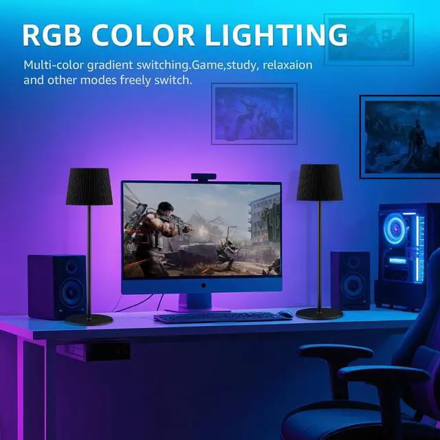 Alt view image 6 of 7 - uuffoo Cordless Table Lamps Rechargeable Set of 2, Outdoor Table Lamp with RGB Color Stepless Dimming, Battery Operated Desk Night Light for Patio, Restaurant,Bedroom