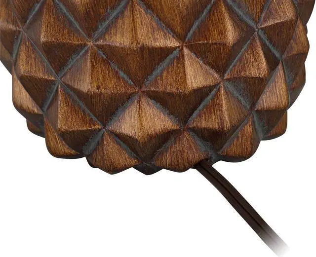 Alt view image 6 of 7 - Regency Hill Paget 23 3/4" High Pineapple Small Coastal Tropical Accent Table Lamps Set of 2 Brown Living Room Bedroom Bedside Nightstand House Office Home Reading Fabric Oatmeal Shade