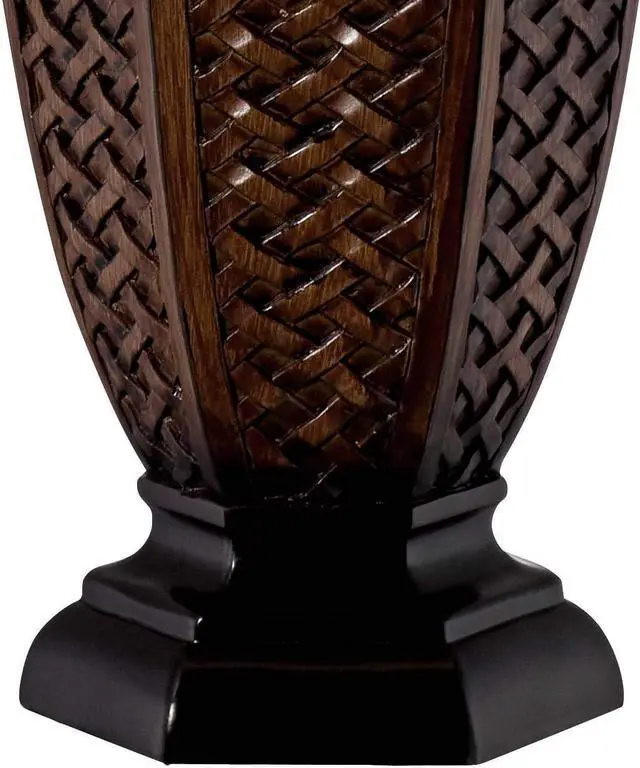 Alt view image 5 of 7 - Regency Hill Country Cottage Tropical Natural Table Lamp 29" Tall Brown Woven Wicker Pattern Beige Linen Drum Shade Decor for Living Room Bedroom House Home Dining Office Reading Entryway