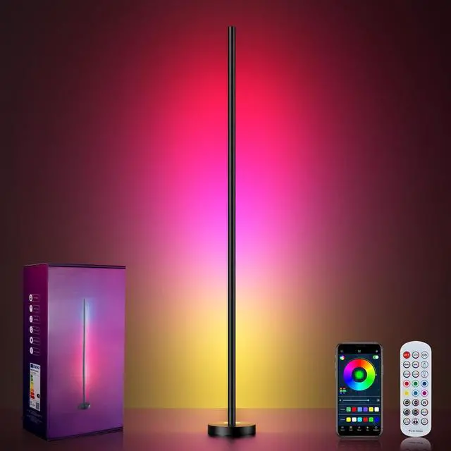 Main image of Smart RGBICW LED Corner Floor Lamp - 16 Million DIY Colors, 68+ Scenes, Music Sync, App & Remote Control, Color-Changing Ambient Lighting for Living Rooms, Bedrooms, and Gaming Rooms