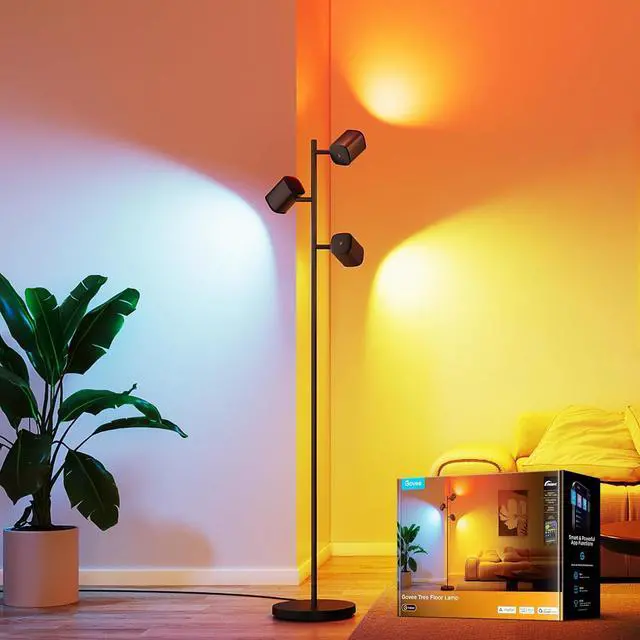 Main image of Govee Tree Floor Lamp Compatible with Matter, 3 Rotatable Lights with LuminBlend Technology, Standing Lamp with 64 Dynamic Scenes, Music Sync, Ideal Floor Lamp for Living Room, Bedroom, Office
