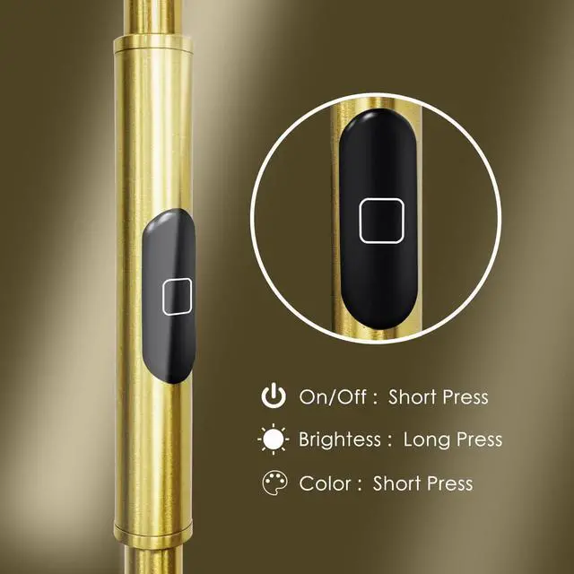 Alt view image 4 of 7 - JOOFO Floor Lamp,30W/2400LM Sky LED Modern Torchiere 3 Color Temperatures Super Bright Floor Lamps-Tall Standing Pole Light with Remote & Touch Control for Living Room,Bed Room,Office (Brushed Gold)