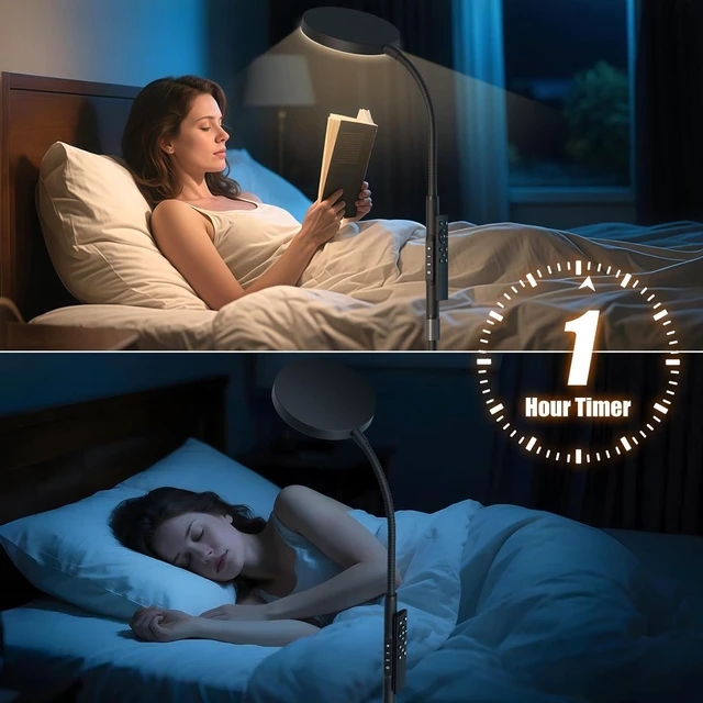 Alt view image 7 of 7 - Adjustable Height Floor Lamp with 120 LED Super Bright Gooseneck Remote & Touch Control Dimmable Standing Reading Lamp for Living Room, Bedroom & Office (Black)