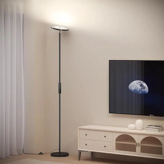 Alt view image 5 of 7 - SUNMORY Floor Lamps for Living Room, 32W/3000LM Super Bright LED Floor Lamp with Remote Control, 69" Tall Standing Lamp with Stepless Dimmable, Modern Torchiere Corner Lamp for Bedroom, Office