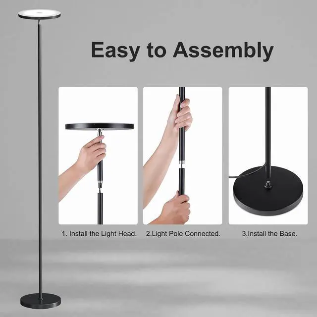 Alt view image 7 of 7 - SUNMORY Floor Lamps for Living Room, 32W/3000LM Super Bright LED Floor Lamp with Remote Control, 69" Tall Standing Lamp with Stepless Dimmable, Modern Torchiere Corner Lamp for Bedroom, Office