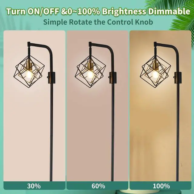 Alt view image 2 of 7 - Dimmable Farmhouse Floor Lamp for Living Room, 1 Light Rustic Standing Tall Lamp, Modern Bright Floor Lamp, Industrial Standing Lamp for Bedroom, Tall Pole Lamps Office, LED Bulbs Included.