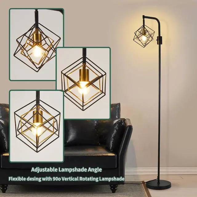 Alt view image 5 of 7 - Dimmable Farmhouse Floor Lamp for Living Room, 1 Light Rustic Standing Tall Lamp, Modern Bright Floor Lamp, Industrial Standing Lamp for Bedroom, Tall Pole Lamps Office, LED Bulbs Included.