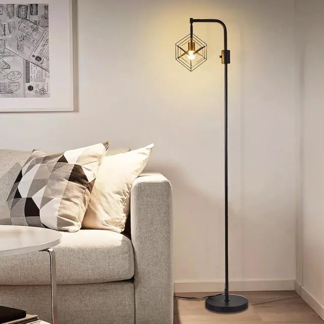 Alt view image 7 of 7 - Dimmable Farmhouse Floor Lamp for Living Room, 1 Light Rustic Standing Tall Lamp, Modern Bright Floor Lamp, Industrial Standing Lamp for Bedroom, Tall Pole Lamps Office, LED Bulbs Included.