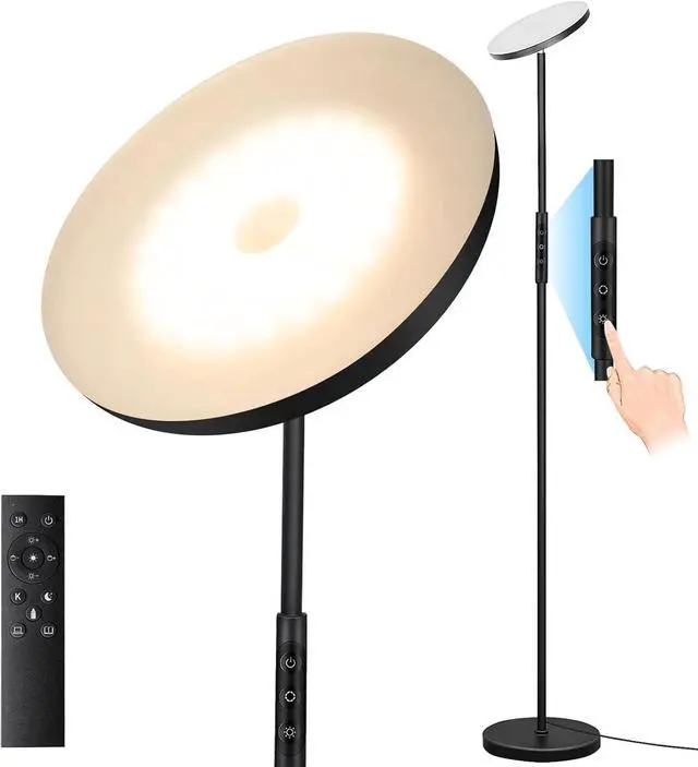 Main image of Floor Lamp, Upgraded 40W 4000LM Super Bright Torchiere LED Floor Lamps for Living Room, Stepless Dimmable Color Temperature 2700K-6500K with Remote & Touch Control, Standing Light for Bedroom Office