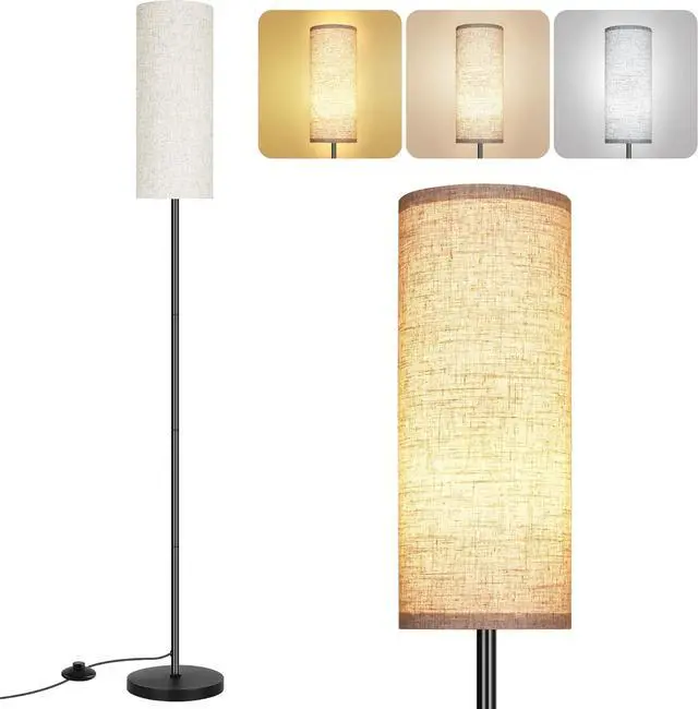 Main image of PARTPHONER Floor Lamp for Living Room, Modern Standing Lamps with Lampshade, Minimalist Tall Lamp with Foot Switch for Living Room, Bedroom, Kids Room, Office(Bulb Not Included)