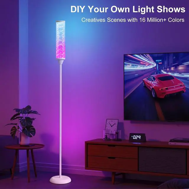 Alt view image 3 of 7 - Prism Glow Floor Lamp with Galaxy Nebula, Smart RGB LED Corner Floor Lamp with APP & Remote Control, 16M+ and 3 Color Temperatures, Music Sync, Modern Standing Lamps for Living Room Bedroom