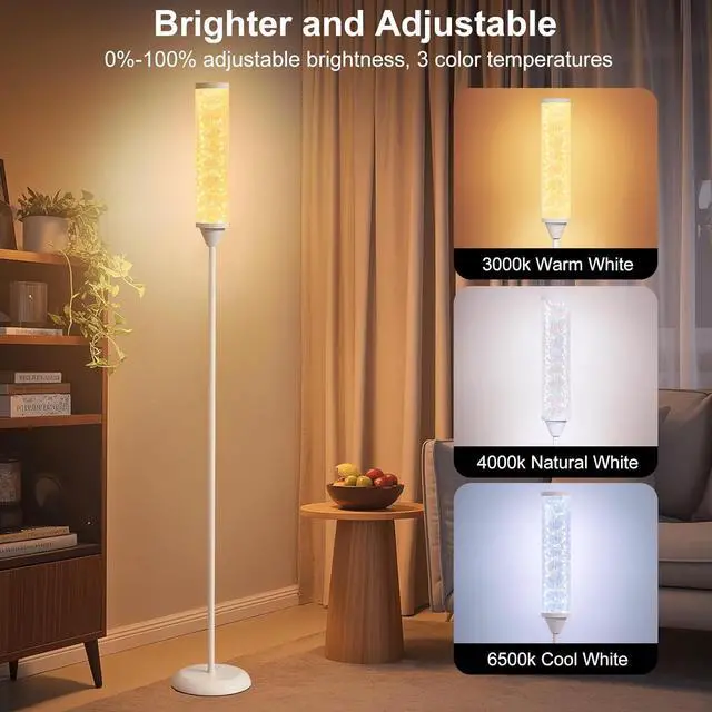 Alt view image 4 of 7 - Prism Glow Floor Lamp with Galaxy Nebula, Smart RGB LED Corner Floor Lamp with APP & Remote Control, 16M+ and 3 Color Temperatures, Music Sync, Modern Standing Lamps for Living Room Bedroom