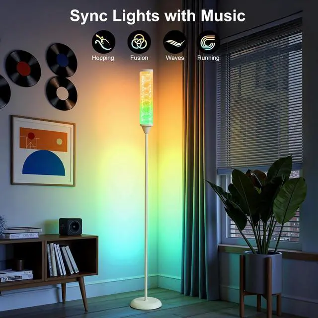 Alt view image 5 of 7 - Prism Glow Floor Lamp with Galaxy Nebula, Smart RGB LED Corner Floor Lamp with APP & Remote Control, 16M+ and 3 Color Temperatures, Music Sync, Modern Standing Lamps for Living Room Bedroom