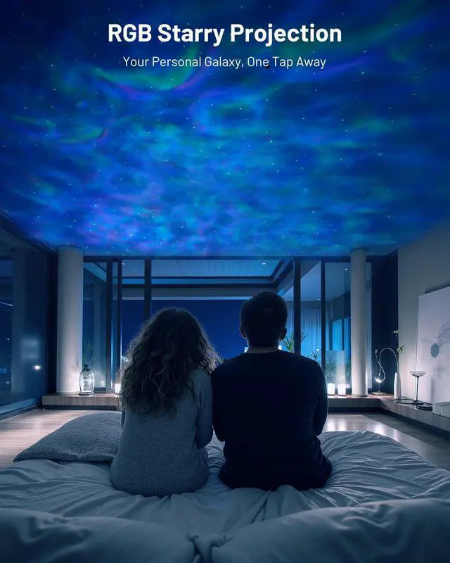 Alt view image 4 of 7 - LED Floor Lamp with RGB Star Projector & Remote, Stepless 3000-6000K Color Changing Standing Lamp, Dimmable Black Corner Lamp, 15W Modern 69" Tall Light for Bedroom, Kids Room, Living Room