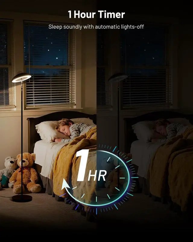 Alt view image 7 of 7 - LED Floor Lamp with RGB Star Projector & Remote, Stepless 3000-6000K Color Changing Standing Lamp, Dimmable Black Corner Lamp, 15W Modern 69" Tall Light for Bedroom, Kids Room, Living Room