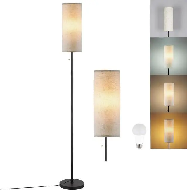 Main image of Floor Lamp for Living Room, Modern Standing Lamps with Lampshade, Minimalist Tall Lamp with Chain Switch for Living Room, LED Bulb Included (Beige Shade)