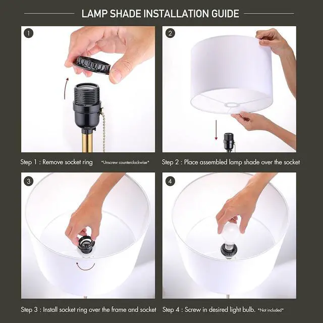 Alt view image 3 of 7 - OBright Ted - Drum Shade Standing Lamp, Pull Chain Switch, E26 Socket, Modern Minimalist Design, Simple Floor Lamp for Living Room, Bedroom, Office, Antique Brass