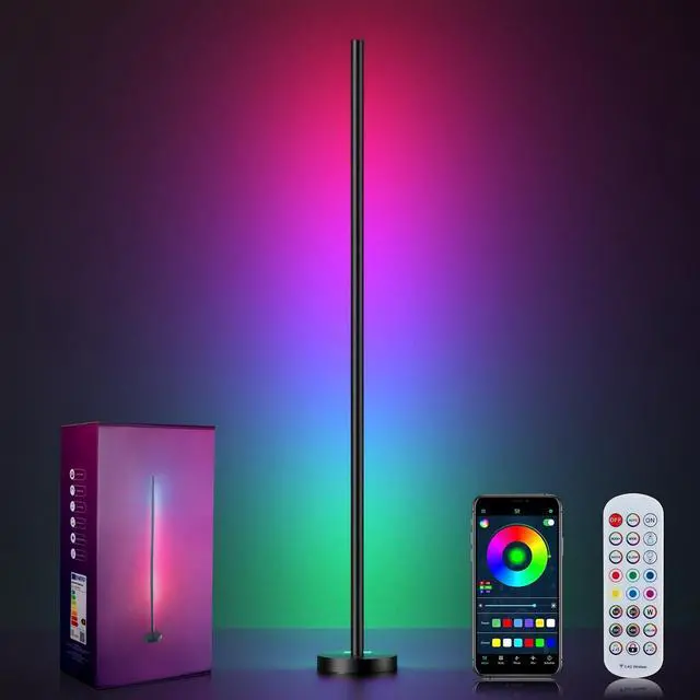 Main image of Corner Floor Lamp, LED Corner Lamp with App and Remote Control, RGBICW 16 Million DIY Colors & 68+ Scene, Music Sync, Color Changing Smart Ambient Light for Living Rooms, Bedrooms, and Gaming Rooms