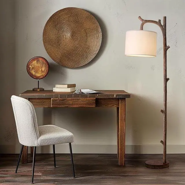 Main image of OYEARS Retro Farmhouse Floor Lamp for Living Room Rustic Standing Lamps Tree Trunk Deco Modern Country Vintage Wood Floor LampBrown