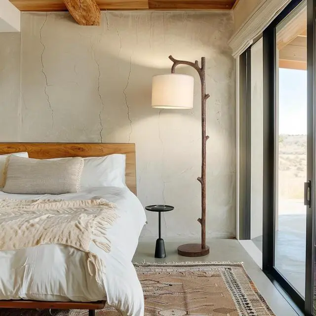 Alt view image 7 of 7 - OYEARS Retro Farmhouse Floor Lamp for Living Room Rustic Standing Lamps Tree Trunk Deco Modern Country Vintage Wood Floor LampBrown