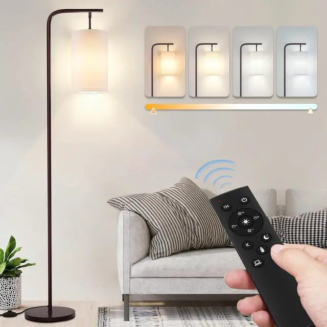 Main image of Floor Lamp for Living Room, 9W LED Bulb, Remote Custom Color Temperature & Brightness, Standing Lamps for Bedroom Office, Browm