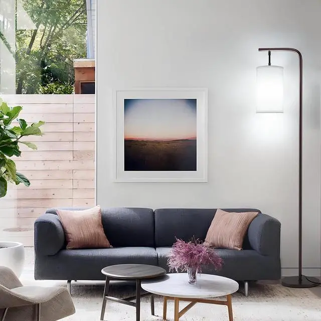 Alt view image 7 of 7 - Floor Lamp for Living Room, 9W LED Bulb, Remote Custom Color Temperature & Brightness, Standing Lamps for Bedroom Office, Browm