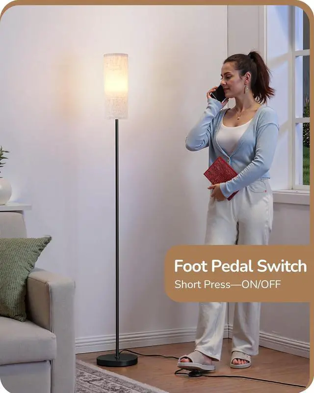 Alt view image 5 of 7 - EDISHINE Floor Lamps for Living Room, 63.7in Minimalist Standing Lamp with 9W LED Bulb, 3 Color Temperature, Modern Corner Lamp for Bedroom, Nursery, Office, Foot Pedal Switch, Black