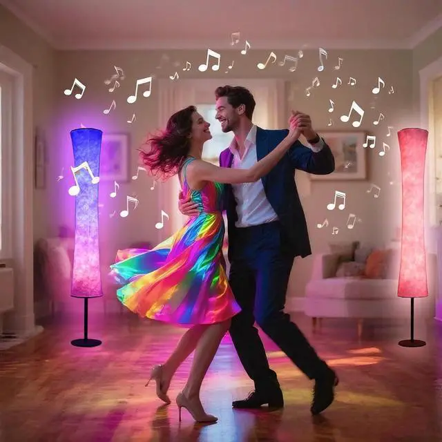 Alt view image 3 of 6 - AKT LIGHTING 59''Smart LED Floor Lamp, RGB Mood Lamp, Corner Floor Lamp with Music Sync, Color Changing, APP and Remote Control, Standing Lamp for Bedroom Living Room