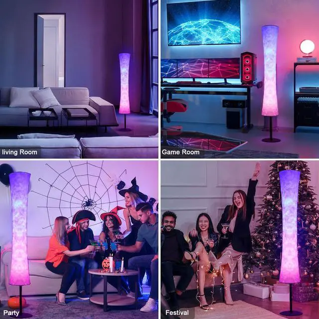 Alt view image 4 of 6 - AKT LIGHTING 59''Smart LED Floor Lamp, RGB Mood Lamp, Corner Floor Lamp with Music Sync, Color Changing, APP and Remote Control, Standing Lamp for Bedroom Living Room