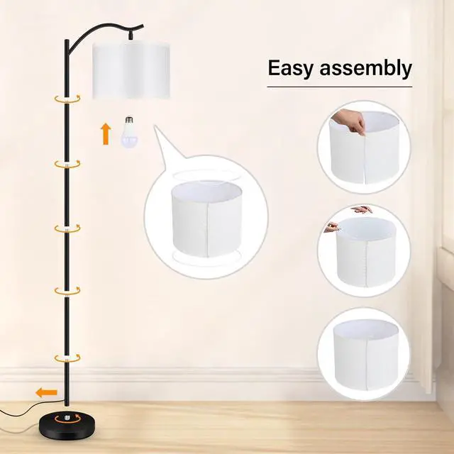 Alt view image 7 of 7 - BoostArea Floor Lamp for Living Room,Arc Floor Lamp with Remote Control,Stepless Dimmable Brightness & Colors Temperature 2700k-6500k,Modern Standing Lamp for Bedroom Study Room Office,White