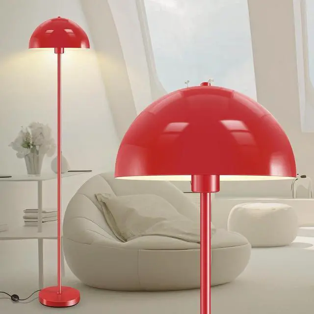 Main image of Floor Lamp, Industrial Red Floor Lamps for Living Room, 65.6in Standing Lamp, Retro Mushroom Dome Shade, Whole Metal, E26 Socket, Mid Century Modern Floor Lamp for Bedroom/Office,No Bulb