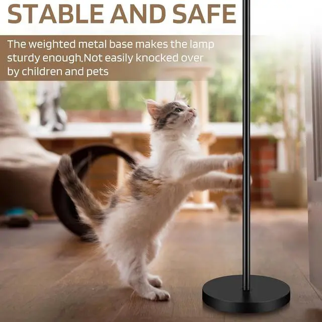 Alt view image 4 of 6 - 67" Mid Century Floor Lamps for Living Room, 3 Globe Floor Lamp with Frosted Glass Shades, Adjustable Height Standing Lamp with Foot Switch, Tall Lamps for Bedroom Office, G9 Bulbs Included, Black