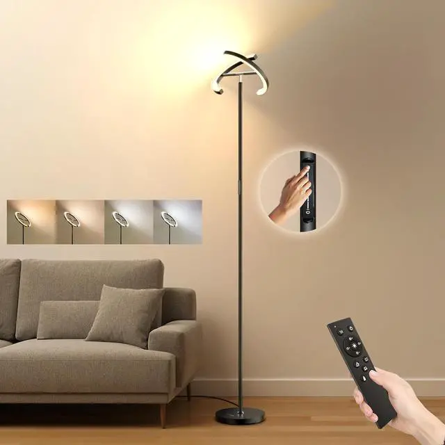 Alt view image 2 of 7 - FIMEI Split Floor Lamp Modern LED Rotatable Floor Lamp, Eye-Protection Reading Standing Lamp with Stepless Dimming and 3000K-6000K Color, Separately Rotatable Design, Black