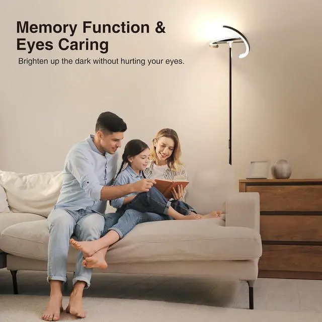 Alt view image 7 of 7 - FIMEI Split Floor Lamp Modern LED Rotatable Floor Lamp, Eye-Protection Reading Standing Lamp with Stepless Dimming and 3000K-6000K Color, Separately Rotatable Design, Black